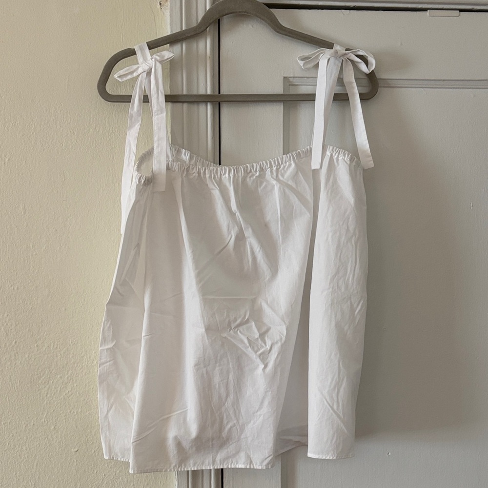 H&M NWT POPLIN TIE SHOULDER TANK, L